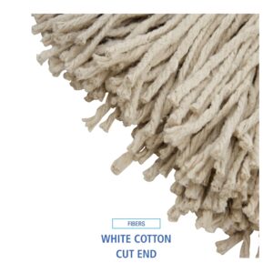 Boardwalk BWK724CEA 24 oz. Cut-End Lie-Flat Cotton Wet Mop Head - White