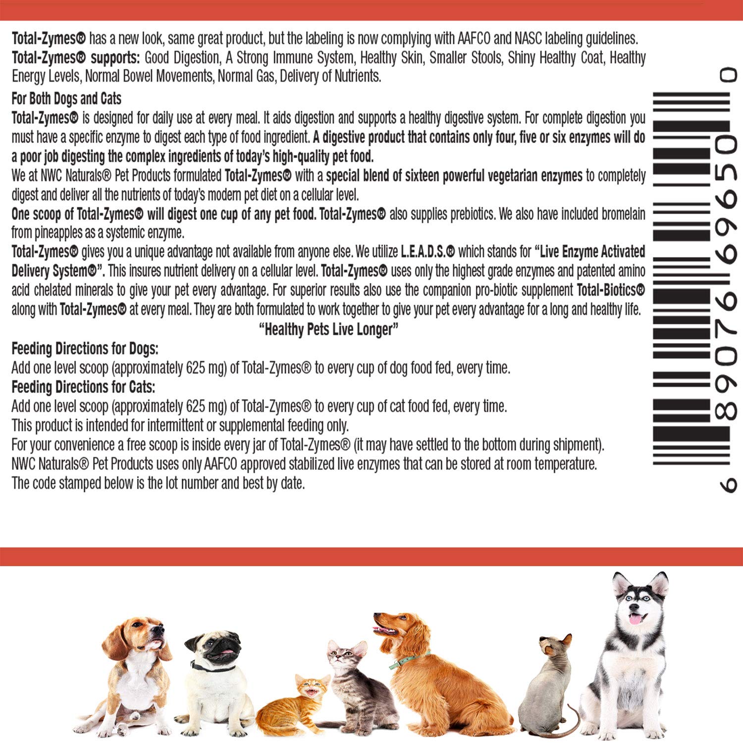 NWC Naturals - Total-Zymes- Digestive Enzymes for Dogs and Cats - Treats 365 Cups of Pet Food