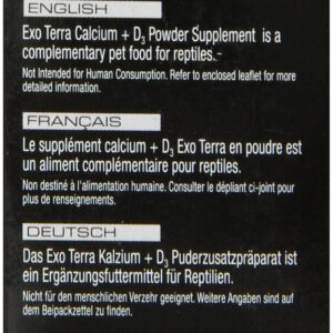 Exo Terra Calcium + D3 Powder: Ultra-fine, Phosphorus Free Formula Boosts Bone Health & Calcium Absorption Ideal for Insects, Fruits & Veggies 1.4 oz.