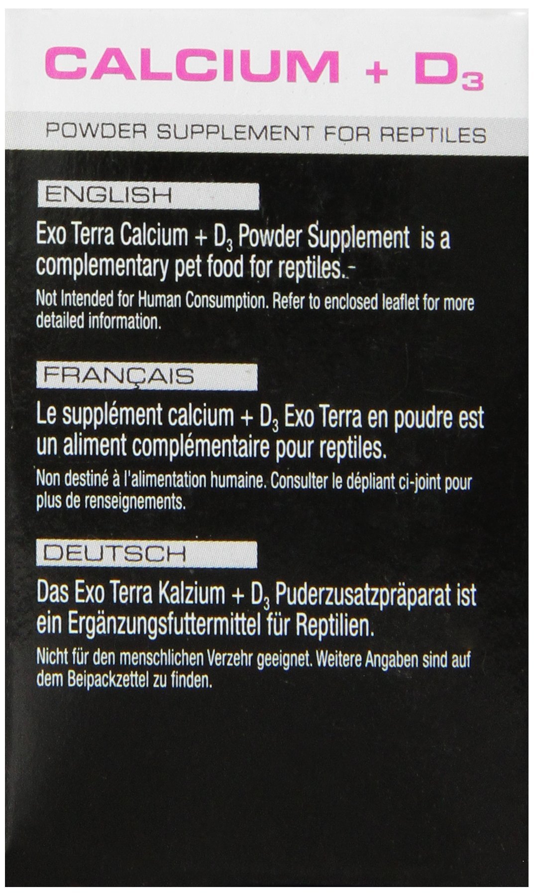 Exo Terra Calcium + D3 Powder: Ultra-fine, Phosphorus Free Formula Boosts Bone Health & Calcium Absorption Ideal for Insects, Fruits & Veggies 1.4 oz.