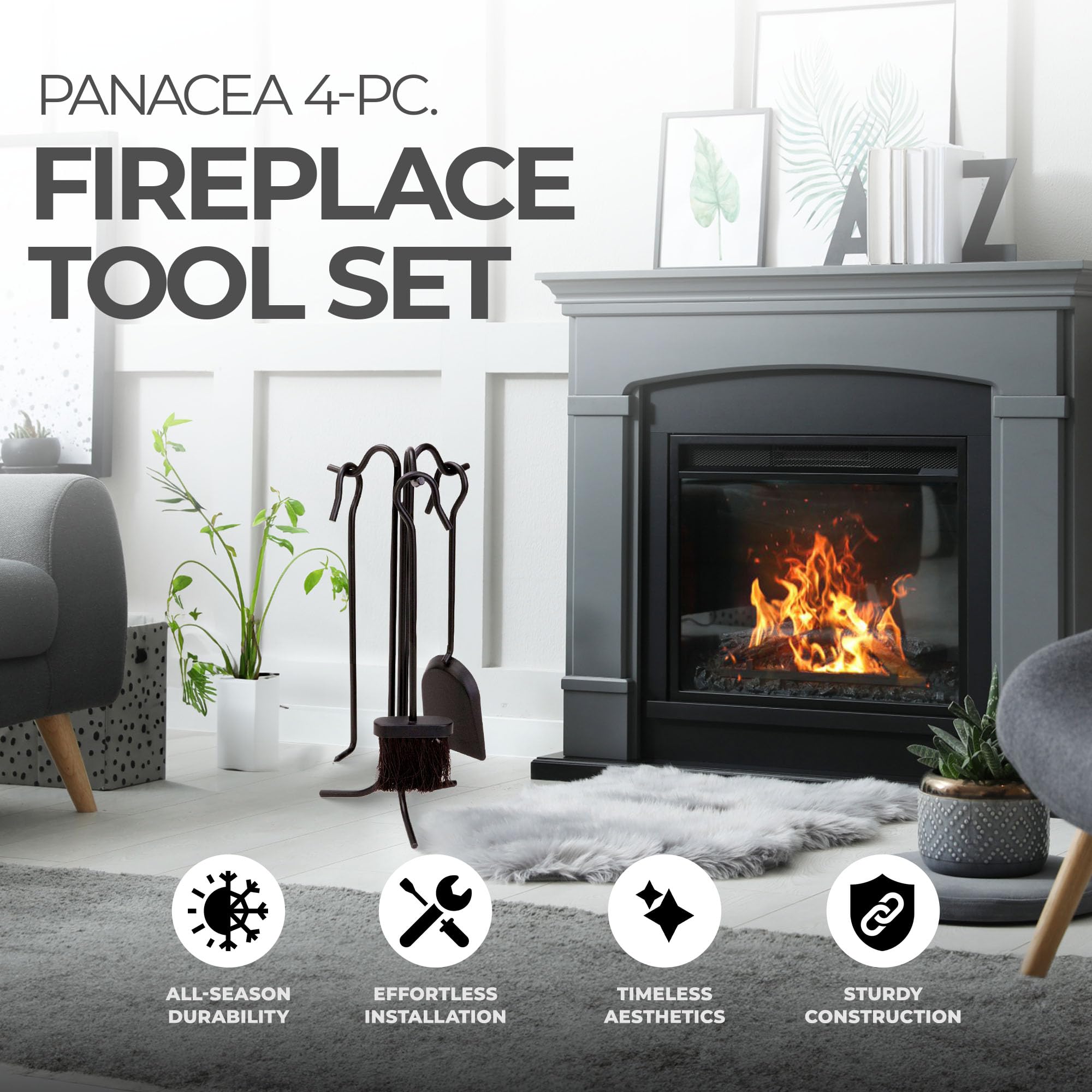 Panacea 15041 4-Piece Fireplace Tool Set