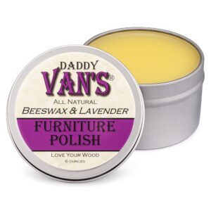 daddy van's all natural beeswax & lavender furniture polish - chemical-free, non-toxic wood conditioner scented with pure lavender essential oil