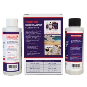 Environmental Technology EnviroTex Lite Pour-On High Gloss Finish [8 oz Kit] Crystal Clear Epoxy Coating for Tabletops / Countertops, Waterproof, Heat & Alcohol Resistant (4 oz Resin + 4 oz Hardener)