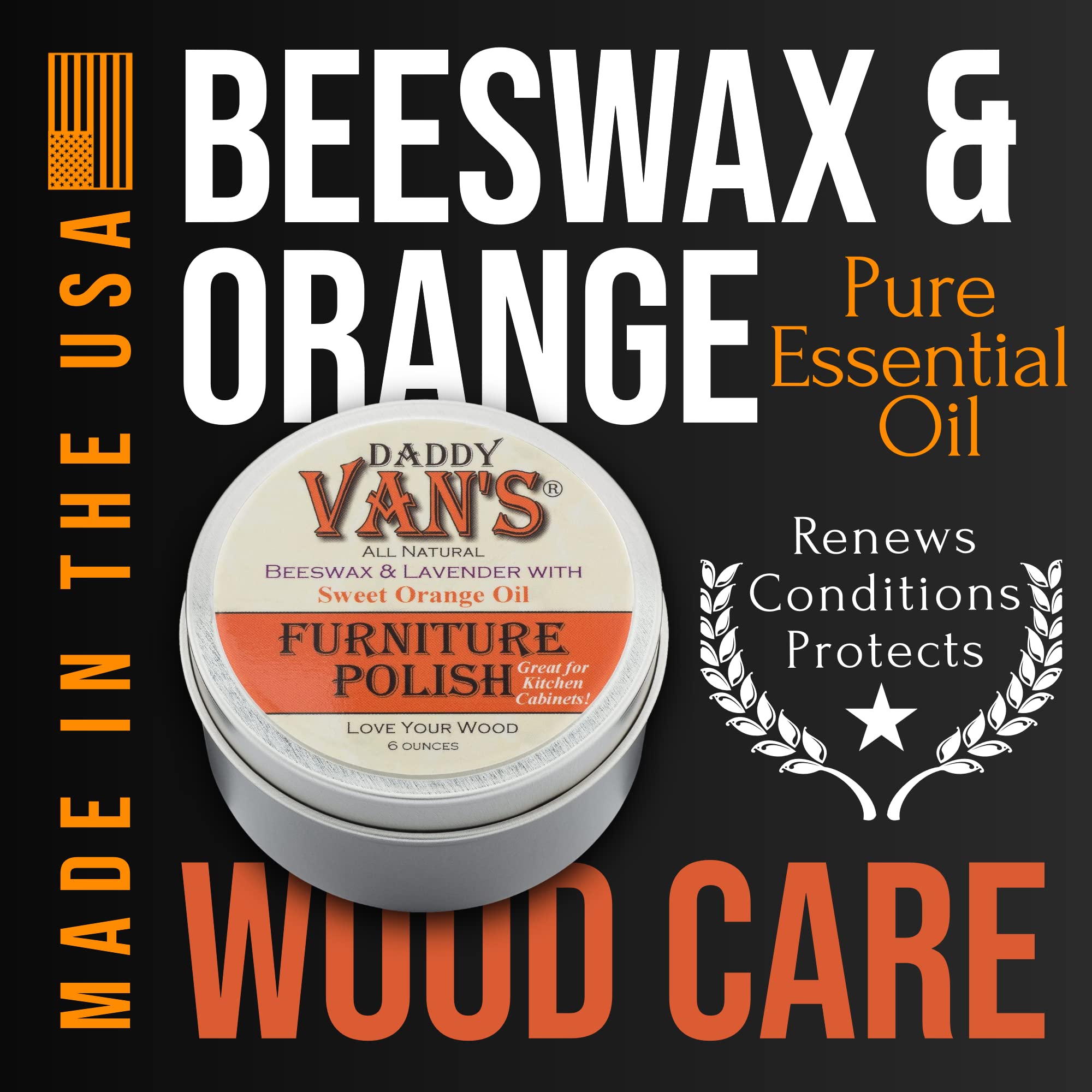 Daddy Van's All Natural Lavender & Sweet Orange Oil Beeswax Furniture Polish