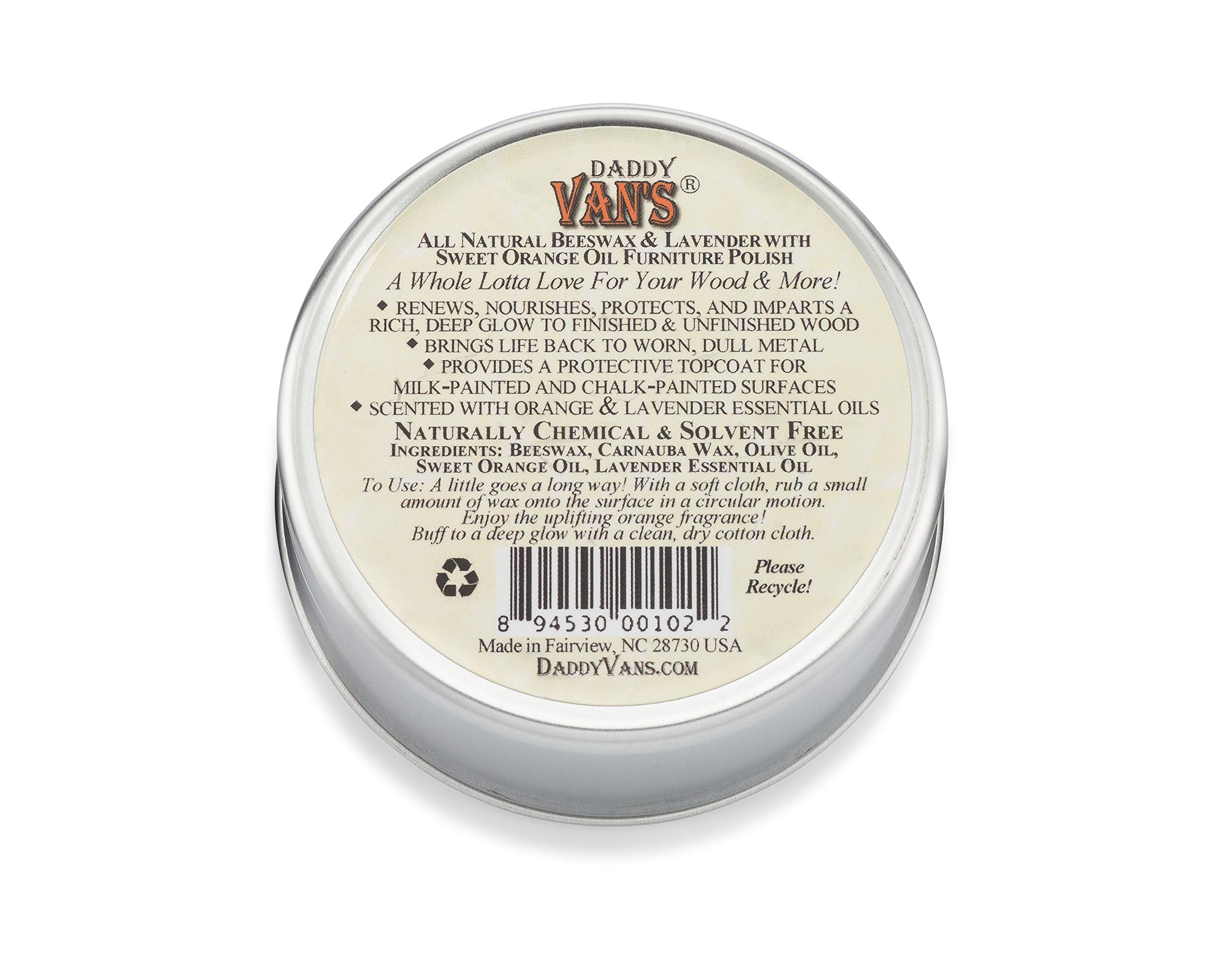 Daddy Van's All Natural Lavender & Sweet Orange Oil Beeswax Furniture Polish