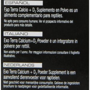 Exo Terra Calcium + D3 Powder: Ultra-fine, Phosphorus Free Formula Boosts Bone Health & Calcium Absorption Ideal for Insects, Fruits & Veggies 1.4 oz.