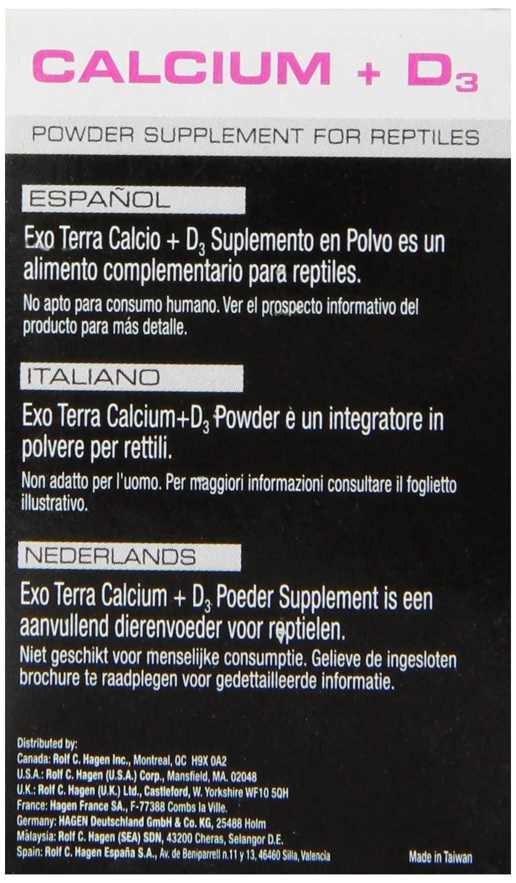 Exo Terra Calcium + D3 Powder: Ultra-fine, Phosphorus Free Formula Boosts Bone Health & Calcium Absorption Ideal for Insects, Fruits & Veggies 1.4 oz.