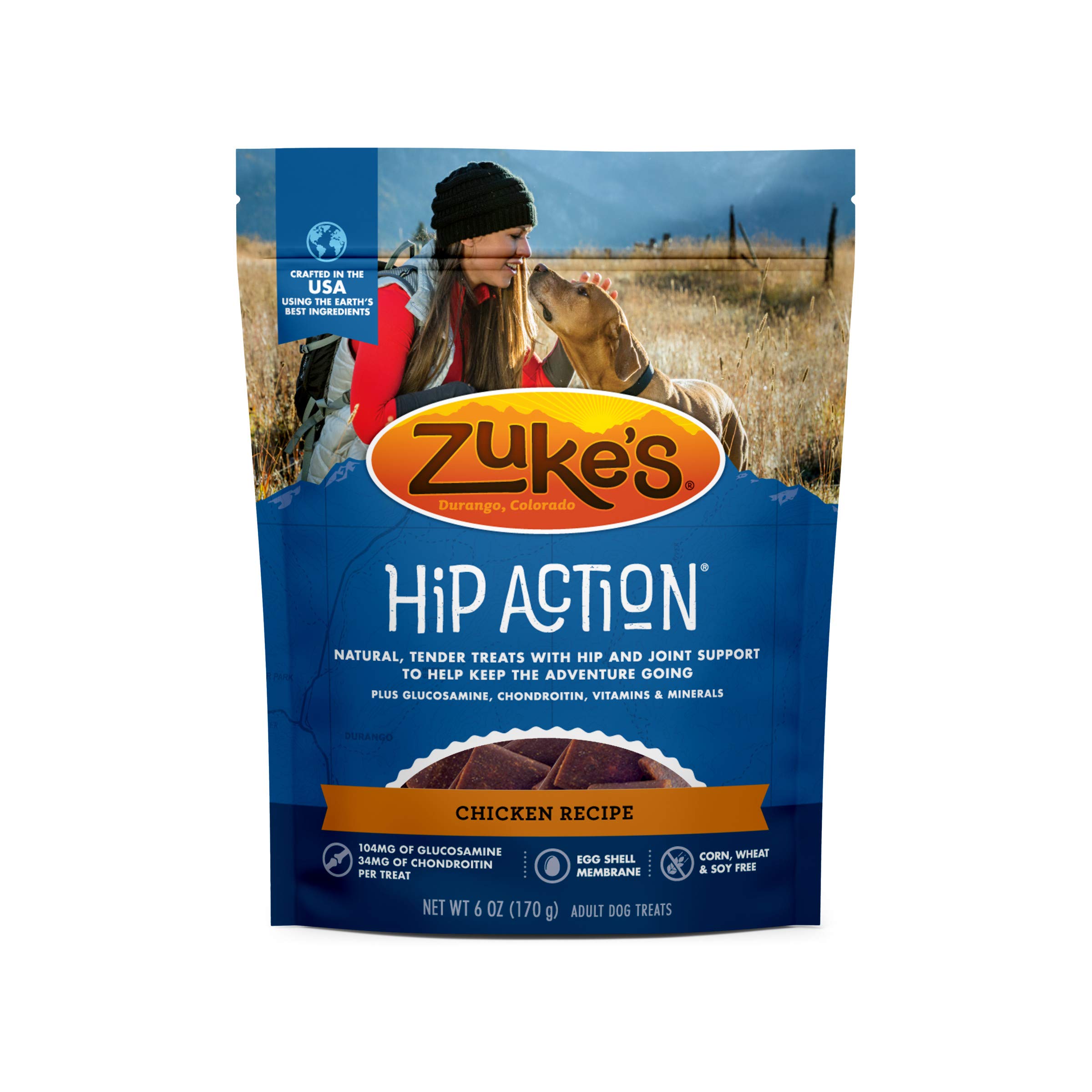 Zuke’s Hip Action, Hip And Joint Support Treats, Soft And Chewy Natural Dog Chicken Treats, Chicken Recipe - 6.0 OZ Bag