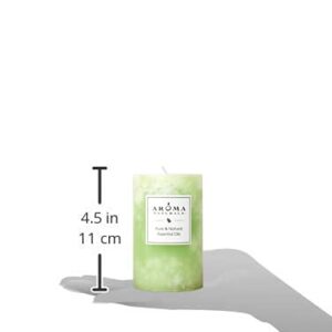 Aroma Naturals Litsea Cubeba and Bergamot Essential Oil Green Scented Pillar Candle, Verbena, 2.5 inch x 4 inch