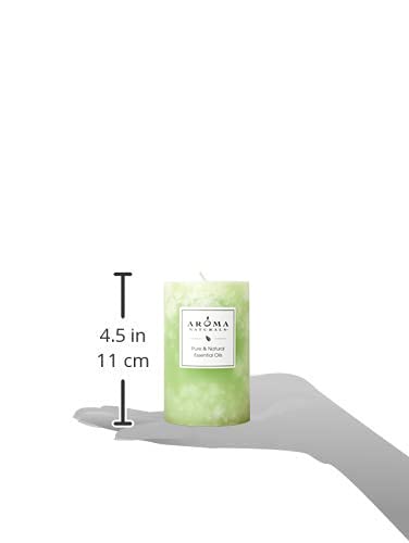 Aroma Naturals Litsea Cubeba and Bergamot Essential Oil Green Scented Pillar Candle, Verbena, 2.5 inch x 4 inch