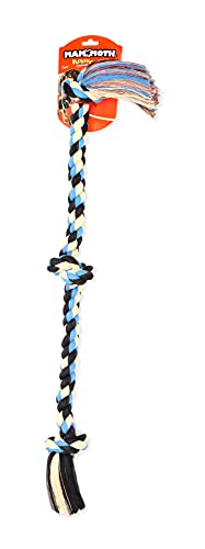 Mammoth Flossy Chews Assorted Color Rope, Premium Cotton-Poly 3 Knot Tug Dog , X-Large