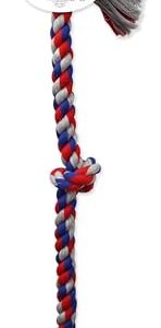 Mammoth Flossy Chews Assorted Color Rope, Premium Cotton-Poly 3 Knot Tug Dog , X-Large