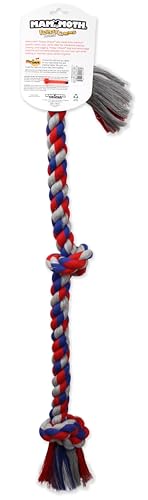 Mammoth Flossy Chews Assorted Color Rope, Premium Cotton-Poly 3 Knot Tug Dog , X-Large