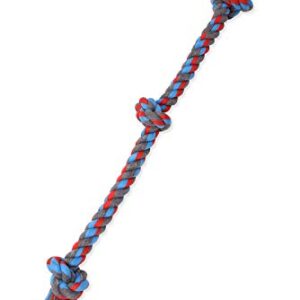 Mammoth Flossy Chews Assorted Color Rope, Premium Cotton-Poly 3 Knot Tug Dog , X-Large