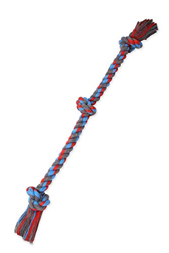 Mammoth Flossy Chews Assorted Color Rope, Premium Cotton-Poly 3 Knot Tug Dog , X-Large