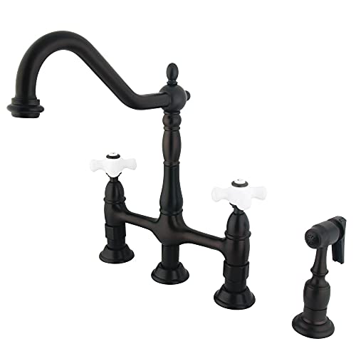 Kingston Brass KS1275PXBS Heritage Bridge Kitchen Faucet, 8-3/4", Oil Rubbed Bronze