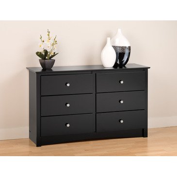 Prepac Sonoma Traditional 6-Drawer Dresser for Bedroom, Functional Dresser Chest of Drawers 16" D x 48" W x 29" H, Black, BDC-4829