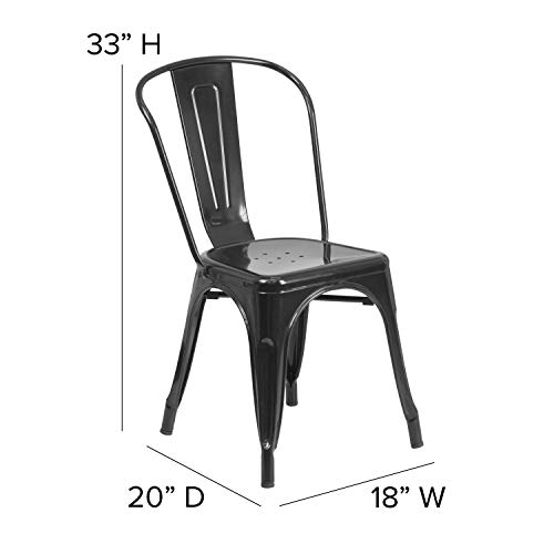 Flash Furniture Perry Commercial Grade Black Metal Indoor-Outdoor Stackable Chair