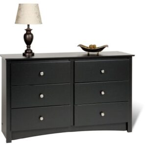 Prepac Sonoma Traditional 6-Drawer Dresser for Bedroom, Functional Dresser Chest of Drawers 16" D x 48" W x 29" H, Black, BDC-4829