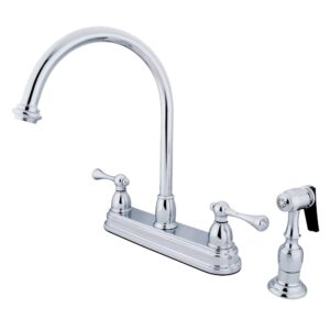 kingston brass kb3751blbs vintage set kitchen faucet with brass sprayer, 8-1/2-inch, polished chrome