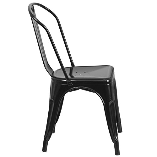 Flash Furniture Perry Commercial Grade Black Metal Indoor-Outdoor Stackable Chair