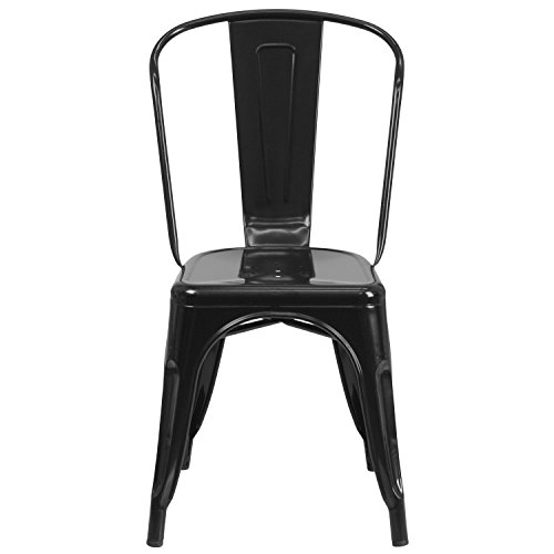 Flash Furniture Perry Commercial Grade Black Metal Indoor-Outdoor Stackable Chair