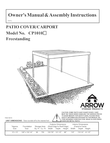 Arrow Sheds CP1010 Free Standing Car Port, 10 by 10-Feet