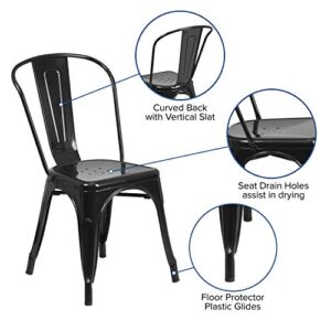 Flash Furniture Perry Commercial Grade Black Metal Indoor-Outdoor Stackable Chair