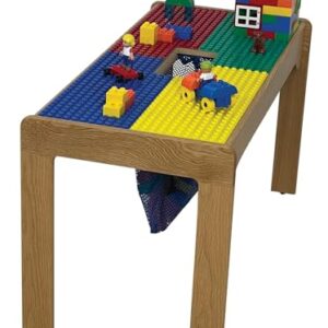 Fun Builder Kids Activity Play Table-Compatible with Lego® Brand blocks-32 x16 Built-in Removable Storage Net for Cleaning-Made in The USA! Solid Wood Frame-Preassembled-Ages 5 & up