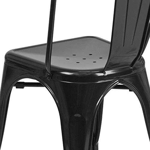 Flash Furniture Perry Commercial Grade Black Metal Indoor-Outdoor Stackable Chair