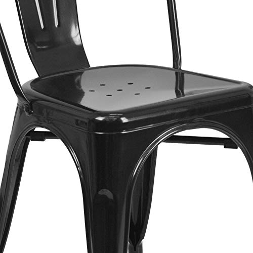 Flash Furniture Perry Commercial Grade Black Metal Indoor-Outdoor Stackable Chair