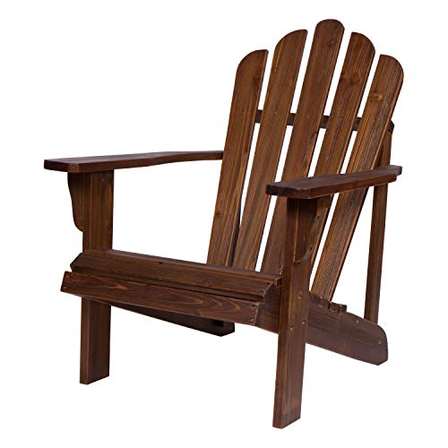 Shine Company Westport Wooden Adirondack Chair, Outdoor Patio Firepit Chairs, Back & Seat Pre-Assembled, Oak