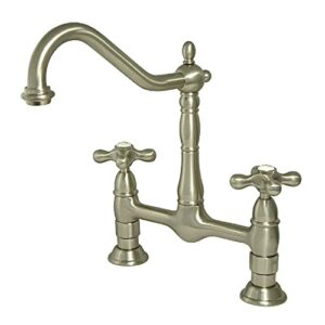 kingston brass ks1178ax heritage 8-inch kitchen faucet without sprayer, brushed nickel, 13 x 8 x 2.13