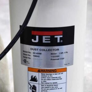 JET Dust Collector, 650 Series, 30-Micron Bag Filter, 1 HP, 115/230V 1Ph (Model DC-650BK)