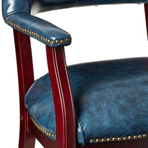 Boss Office Products Ivy Leauge Vinyl Executive Catain's Chair in Blue