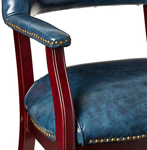 Boss Office Products Ivy Leauge Vinyl Executive Catain's Chair in Blue