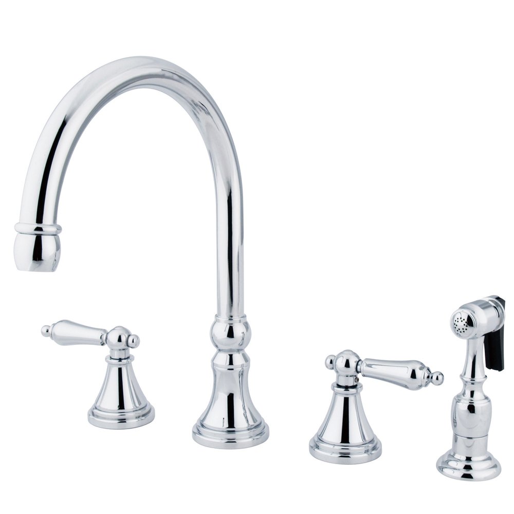 Kingston Brass KS2791ALBS Governor Widespread Kitchen Faucet, 8-1/4", Polished Chrome