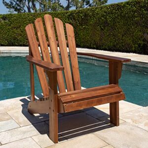 Shine Company Westport Wooden Adirondack Chair, Outdoor Patio Firepit Chairs, Back & Seat Pre-Assembled, Oak