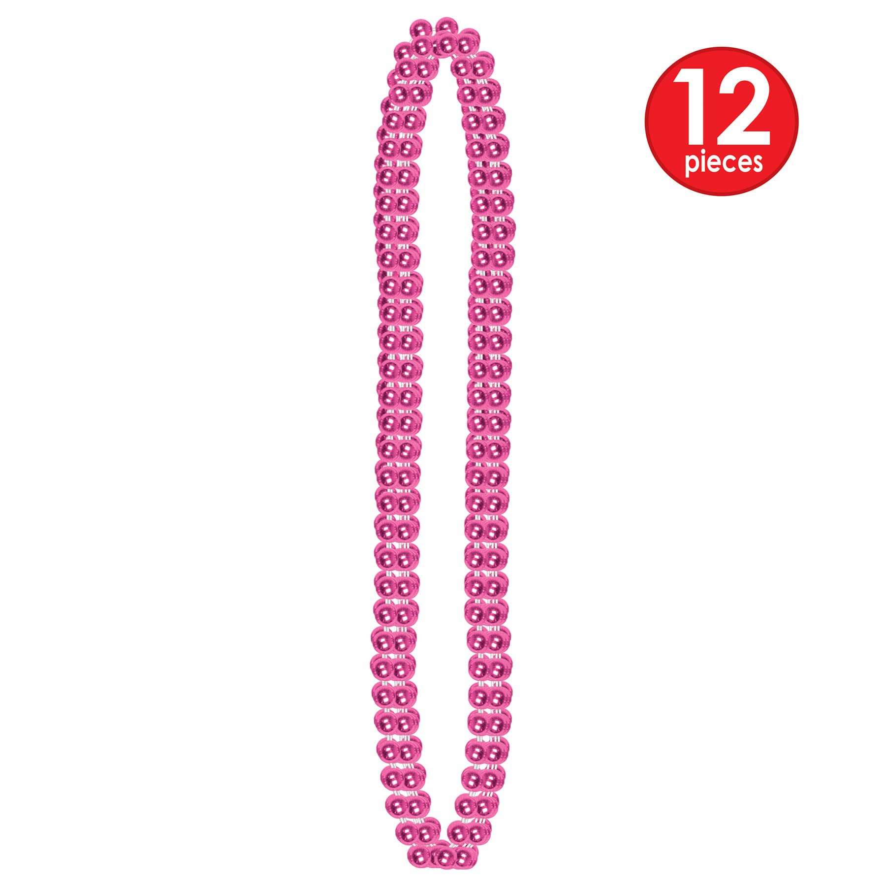 Beistle Small Bead Necklaces, Cerise Light Pink, 7mm x 33"