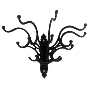 treasure gurus victorian style folding coat rack 5 prong swivel hook, black by ud