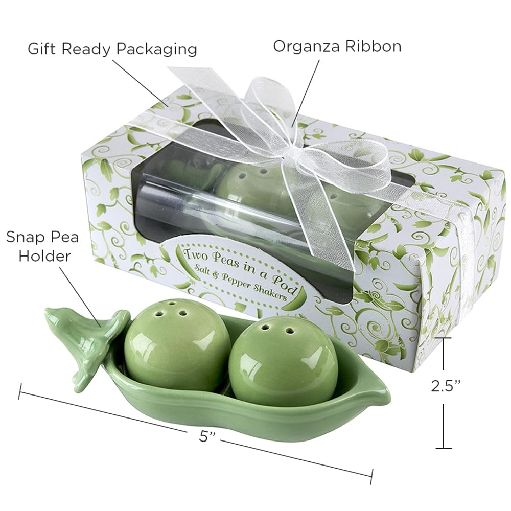 Kate Aspen Two Peas in A Pod Ceramic Salt and Pepper Shakers in Ivy Print Gift Box