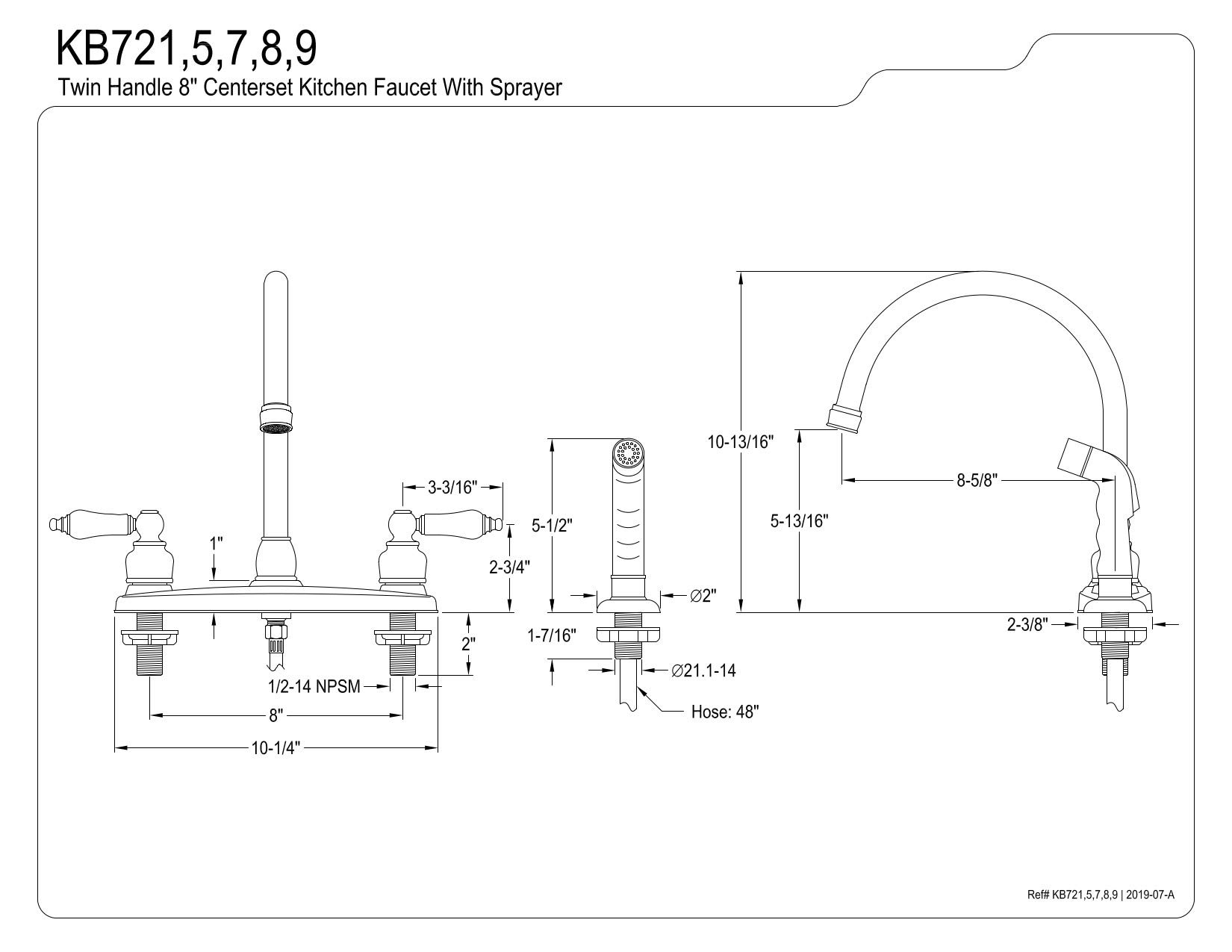 Kingston Brass EB728 Vintage Gooseneck Kitchen Faucet with Sprayer, 8-3/4", Brushed Nickel