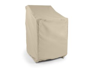 covermates outdoor stacking chair cover - water resistant polyester, drawcord hem, mesh vents, seating and chair covers, 28w x 34d x 52h, khaki