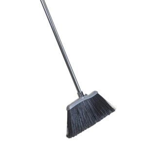 quickie multisurface large twin fiber angle broom, black, indoor/outdoor, extra large 15 inch sweep, professional grade sweeping, long fibers, use on wood/laminate/tile/vinyl/cement