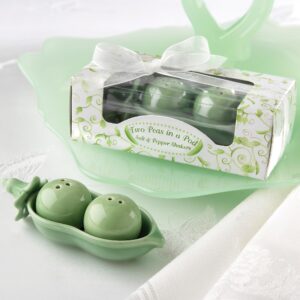 Kate Aspen Two Peas in A Pod Ceramic Salt and Pepper Shakers in Ivy Print Gift Box