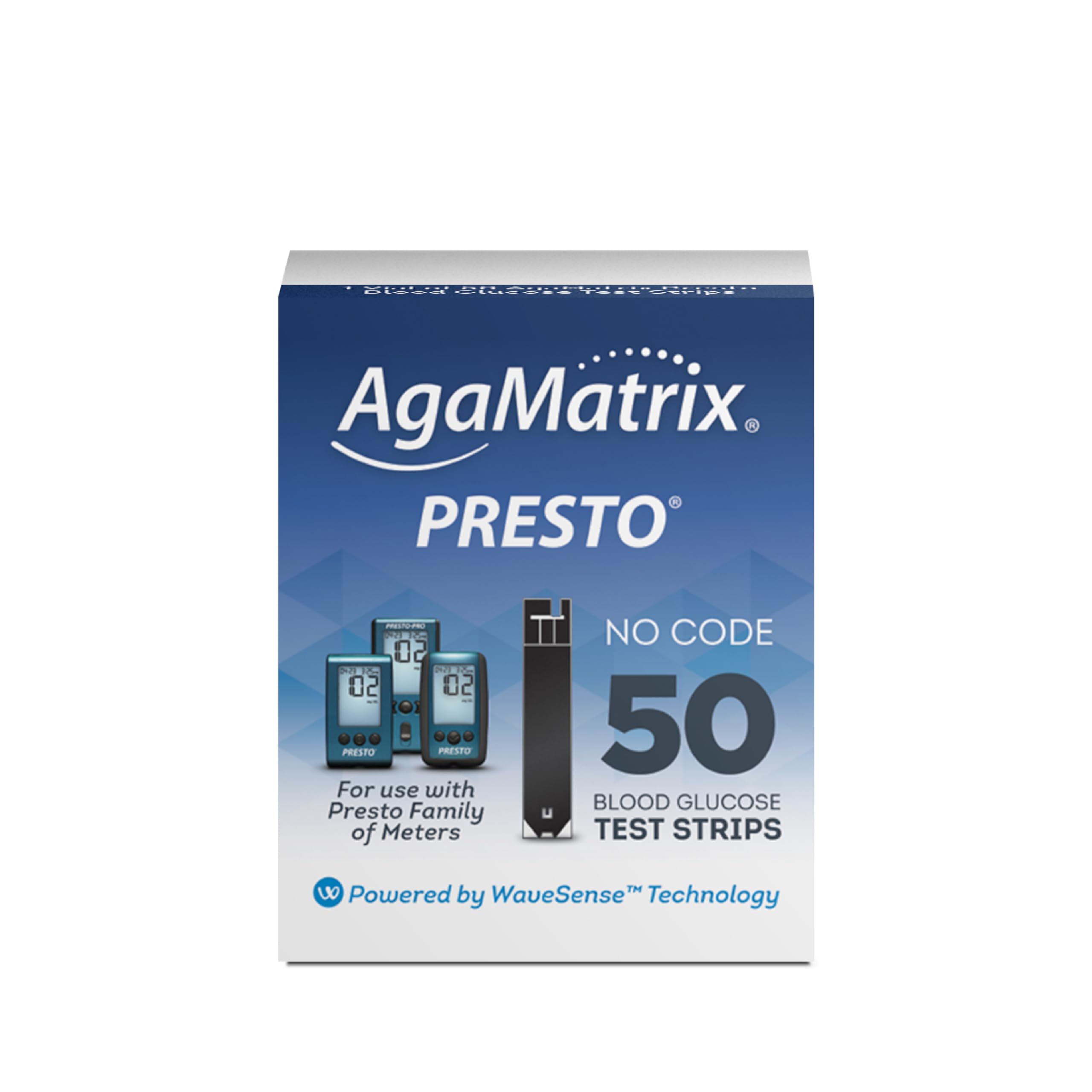 AgaMatrix WaveSense Presto Test Strips, 50 Count Box