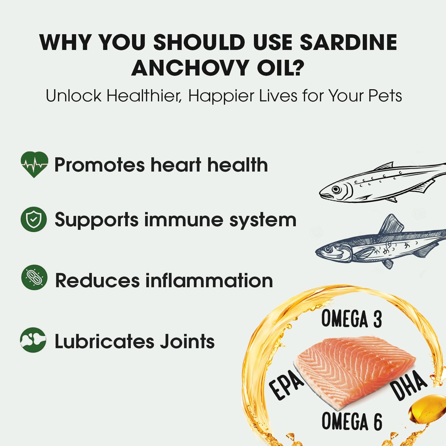 Sardine Anchovy Oil | 1296mg Omega | Unscented Pharmaceutical Grade | for Dogs & Cats | BPA-Free Brushed Aluminum Epoxy Coated Bottle with Pump 8.75oz