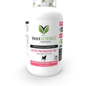 VetriScience Vetri Probiotic Bowel Defense and GI Support Supplement for Dogs, 120 Tablets