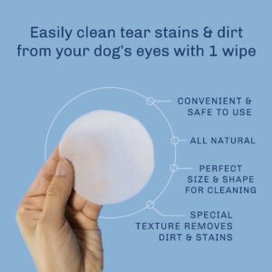 TrueBlue Cucumber & Chamomile Safe and Sure Dog Eye Wipes – Pre-Moistened Textured Pads for Tear Stain Eye Cleaning – Cleansing Eye Wipe for Dogs, Puppies – Non-Toxic, All-Natural – 50 Count