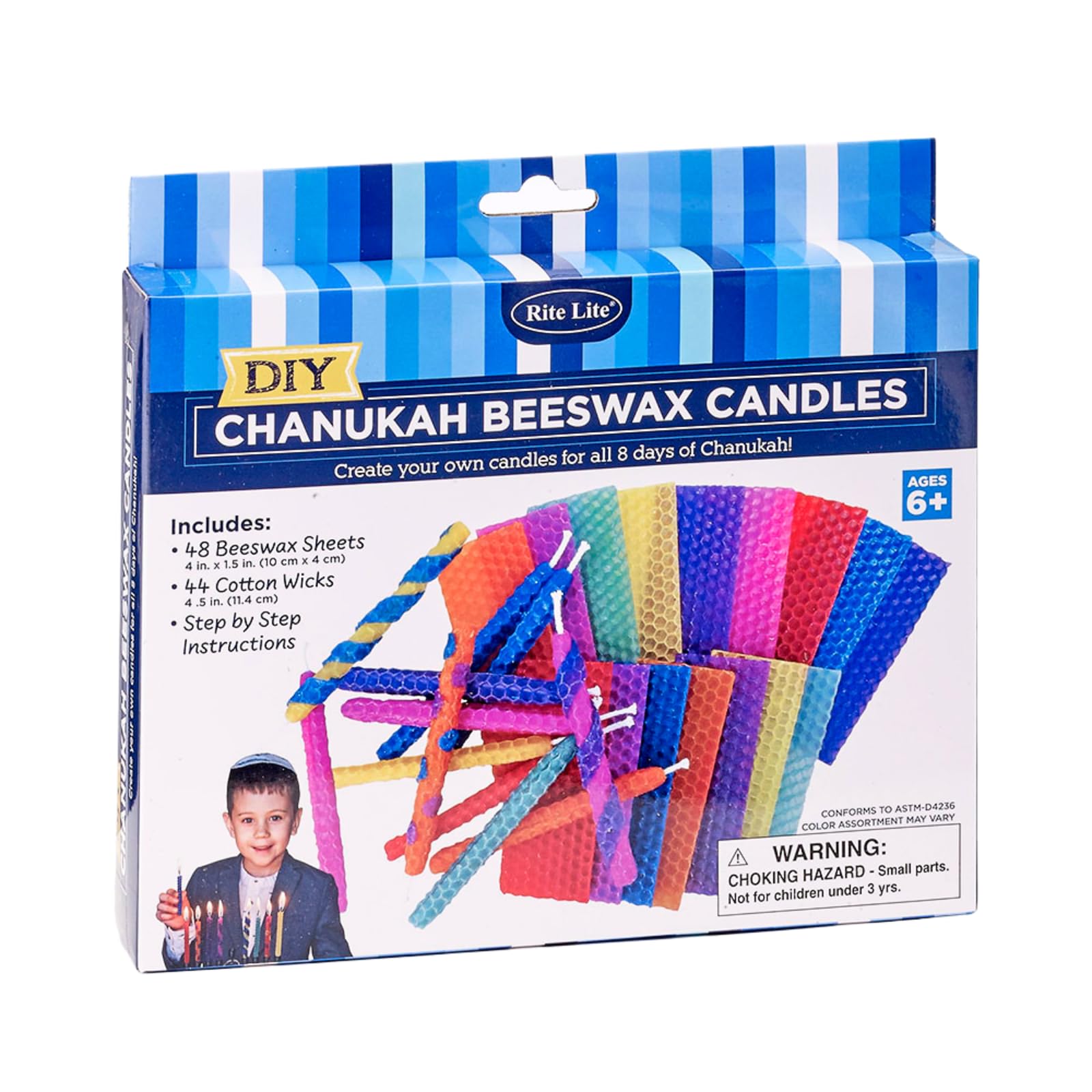 Rite Lite Design Your Own Candles Kit - Beeswax Hanukkah D-I-Y Candles Kit, Create Your Hanukkah Menorah Candles